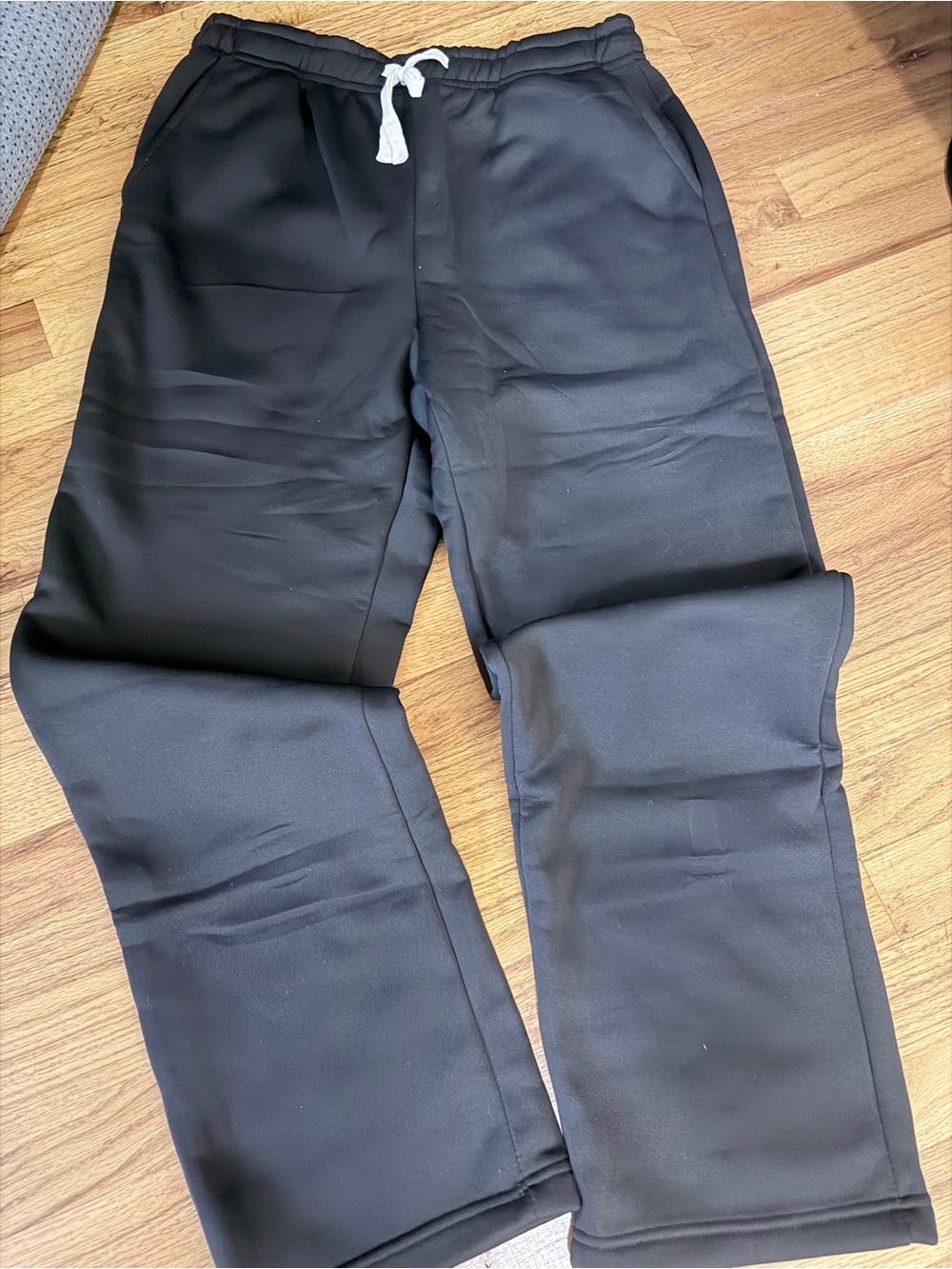 No Boundaries Black Sweatpants with White Drawstring